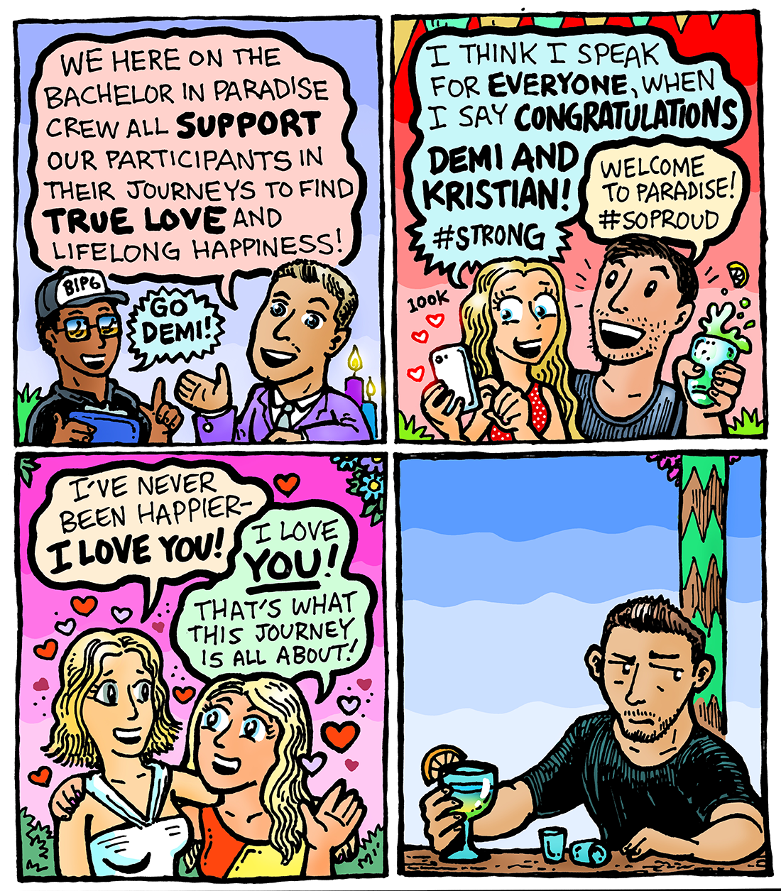 JPJ and Derek on Bachelor In Paradise comics - Dabu Doodles